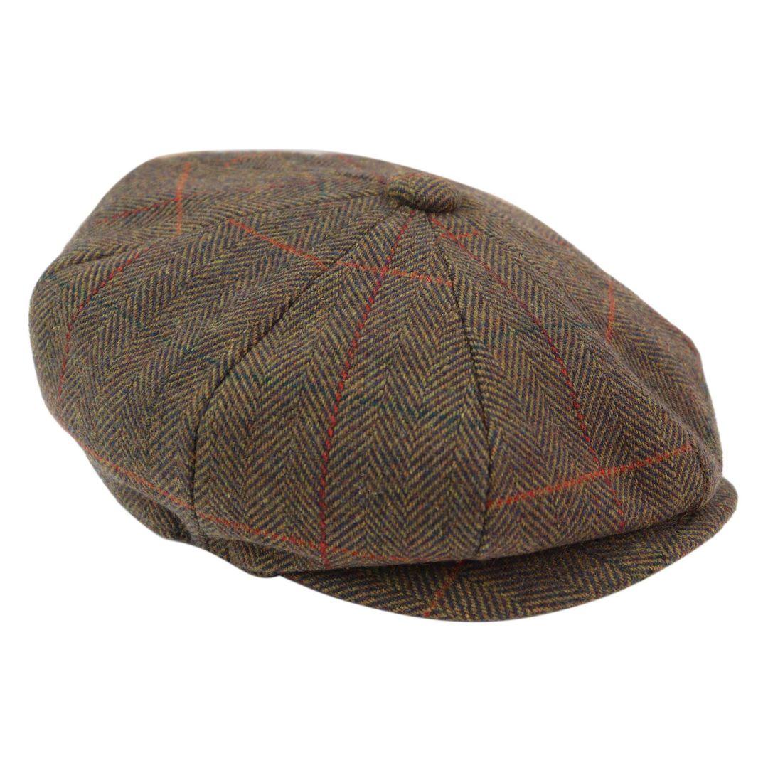 Mens 8 Panel Hat Flat Cap Newsboy Grandad Tweed Check Vintage Peaky Baker Boy - Knighthood Store