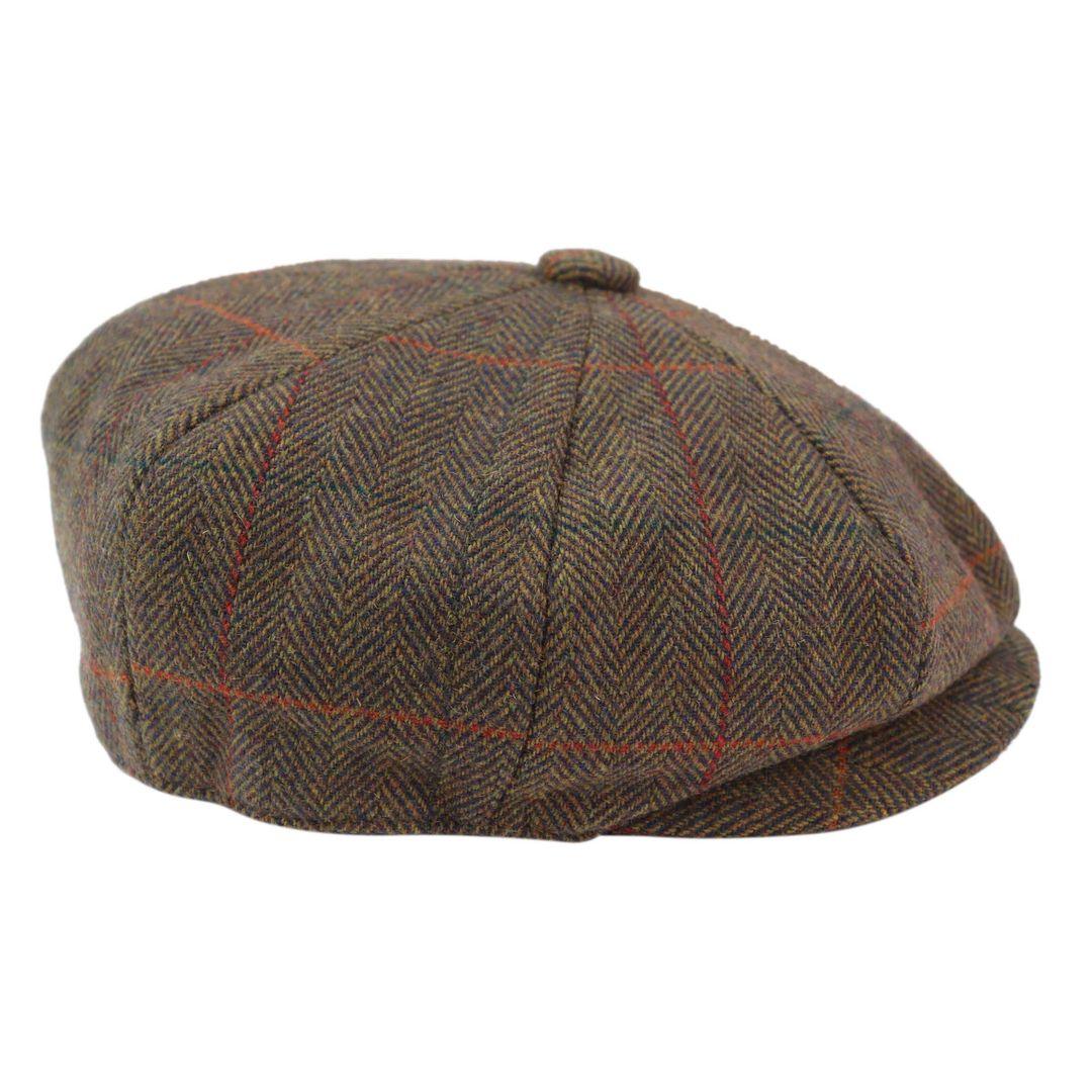 Mens 8 Panel Hat Flat Cap Newsboy Grandad Tweed Check Vintage Peaky Baker Boy - Knighthood Store