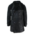 Mens Black 3/4 Military Real Sherling Sheepskin Batman Bane Double Breasted - Knighthood Store