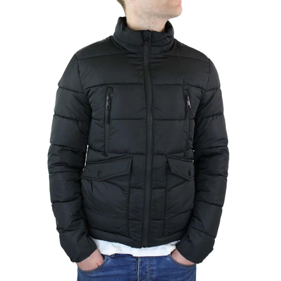 Mens Zip Hooded Fur Jacket Coat Puffer Quilted Warm Winter - Knighthood Store