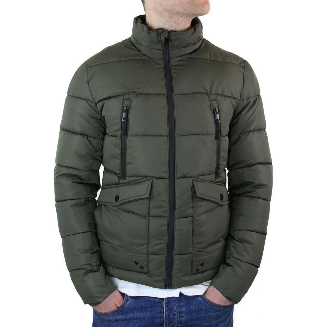 Mens Zip Hooded Fur Jacket Coat Puffer Quilted Warm Winter - Knighthood Store