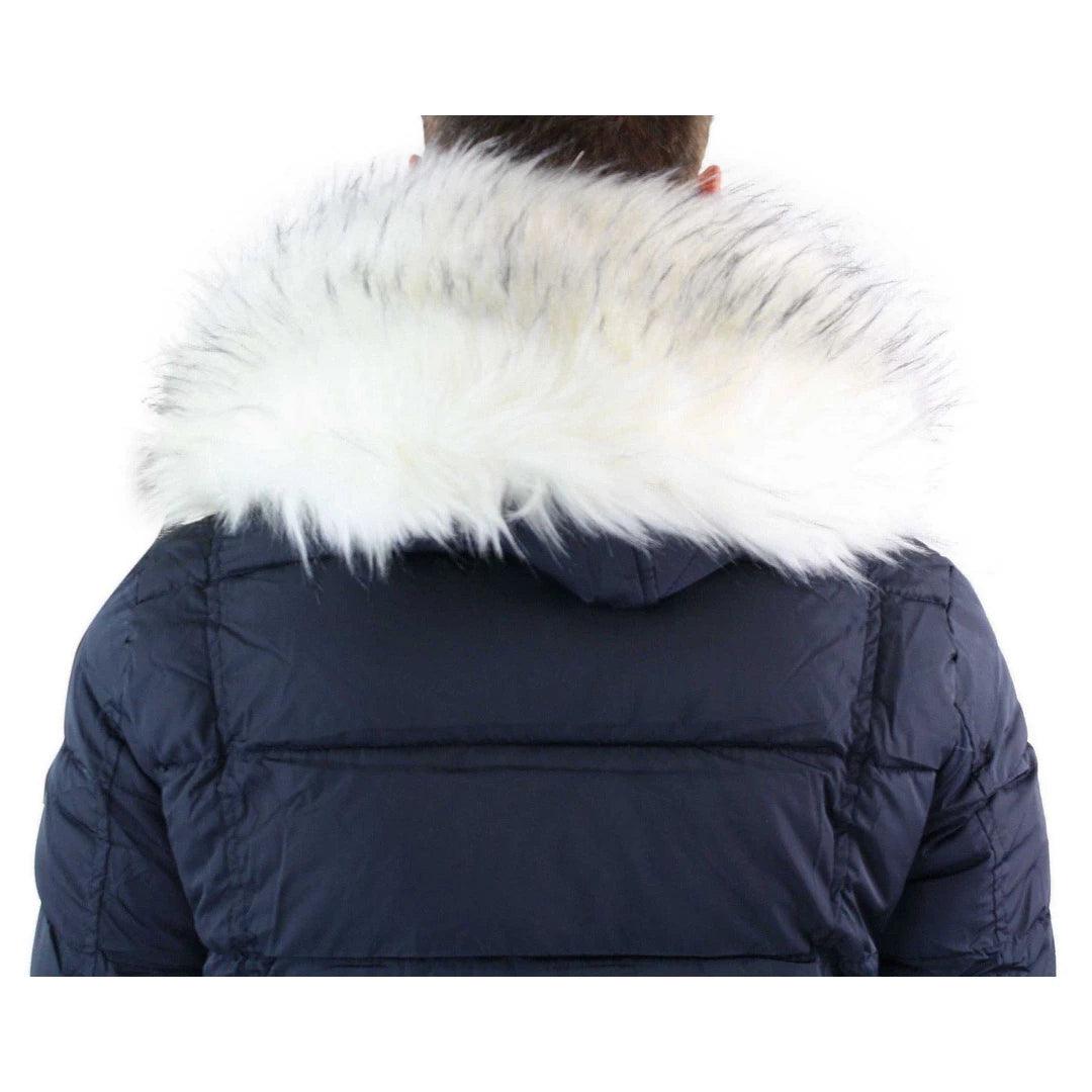 Mens Zip Hooded Fur Jacket Coat Puffer Quilted Warm Winter - Knighthood Store