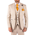 Mens 3 Piece Suit Tweed Cream Black Tailored Fit Wedding Classic - Knighthood Store