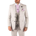 Mens Light Grey Check 3 Piece Suit Double Breasted Waoistcoat Tailored Fit - Knighthood Store