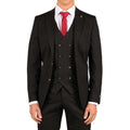 Mens 3 Piece Black Suit Gatsby 1920s Gangster Pinstripe Tailored Fit - Knighthood Store