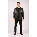 Mens Real Leather Black Bomber Badge Air Force Pilot Flying Jacket - Knighthood Store