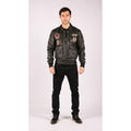 Mens Real Leather Black Bomber Badge Air Force Pilot Flying Jacket - Knighthood Store