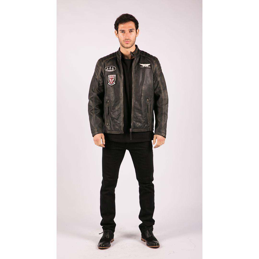 Mens Real Leather Washed Biker Airforce Jacket Distressed Casual Fit Retro Vintage - Knighthood Store