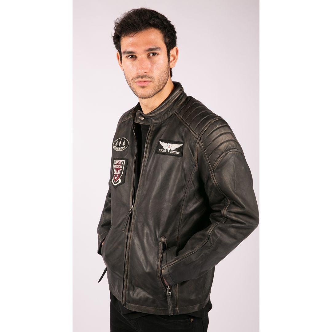 Mens Real Leather Washed Biker Airforce Jacket Distressed Casual Fit Retro Vintage - Knighthood Store