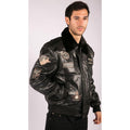 Mens Black Real Leather Bomber Aviator Badge Design Pilot Jacket Removable Fur Collar - Knighthood Store