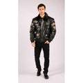 Mens Black Real Leather Bomber Aviator Badge Design Pilot Jacket Removable Fur Collar - Knighthood Store