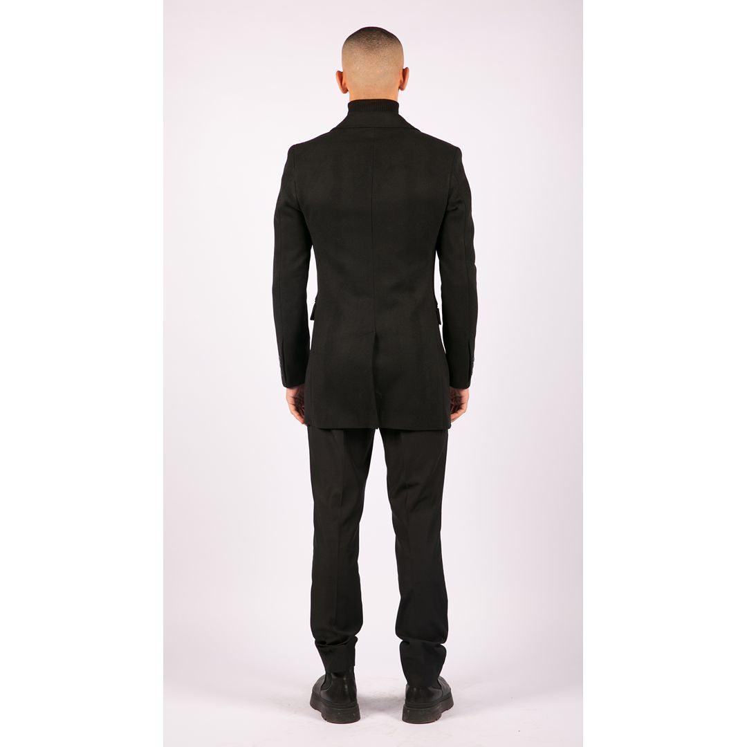 Mens 3/4 Long Overcoat Jacket Wool Feel Coat Blinders Slim Fit - Knighthood Store