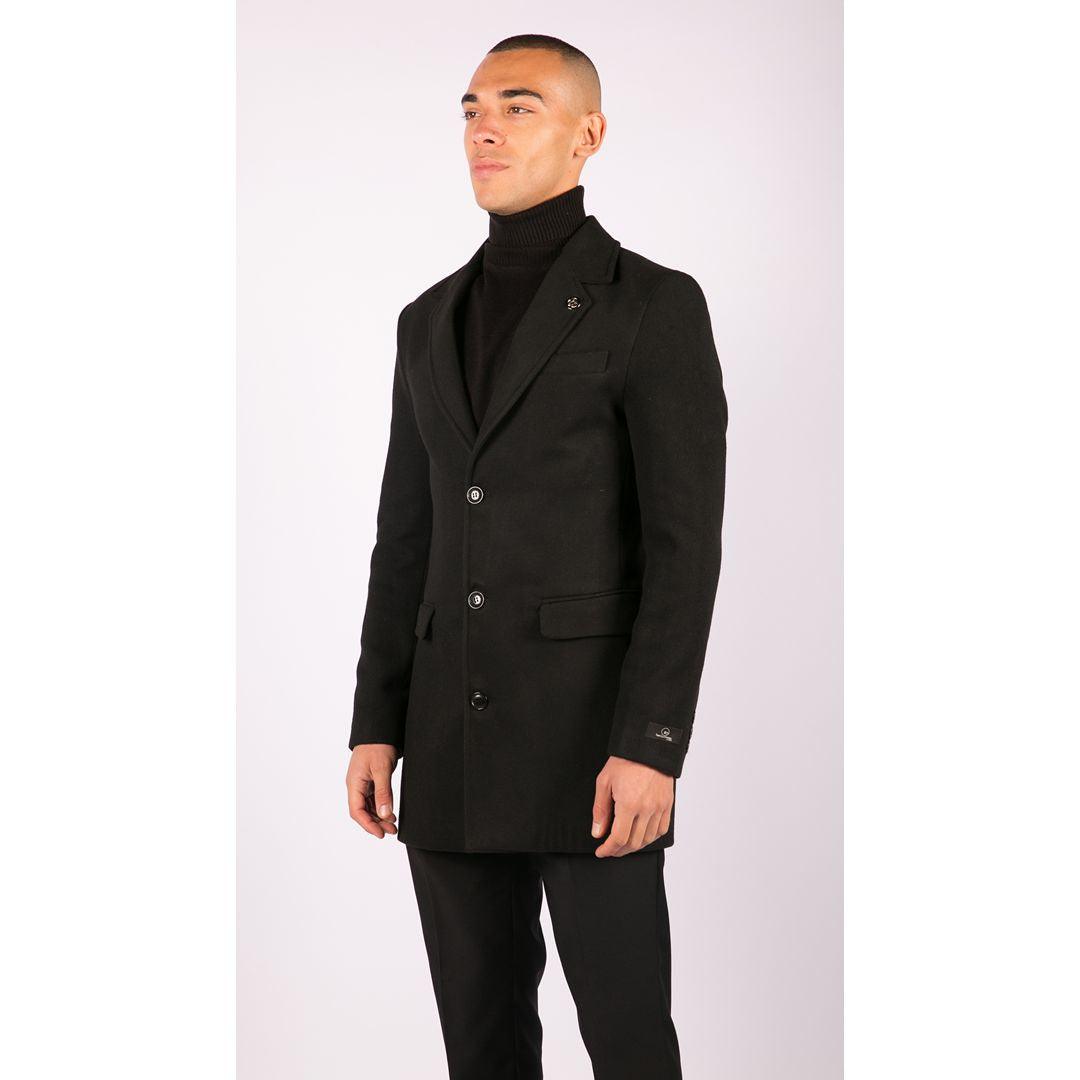Mens 3/4 Long Overcoat Jacket Wool Feel Coat Blinders Slim Fit - Knighthood Store
