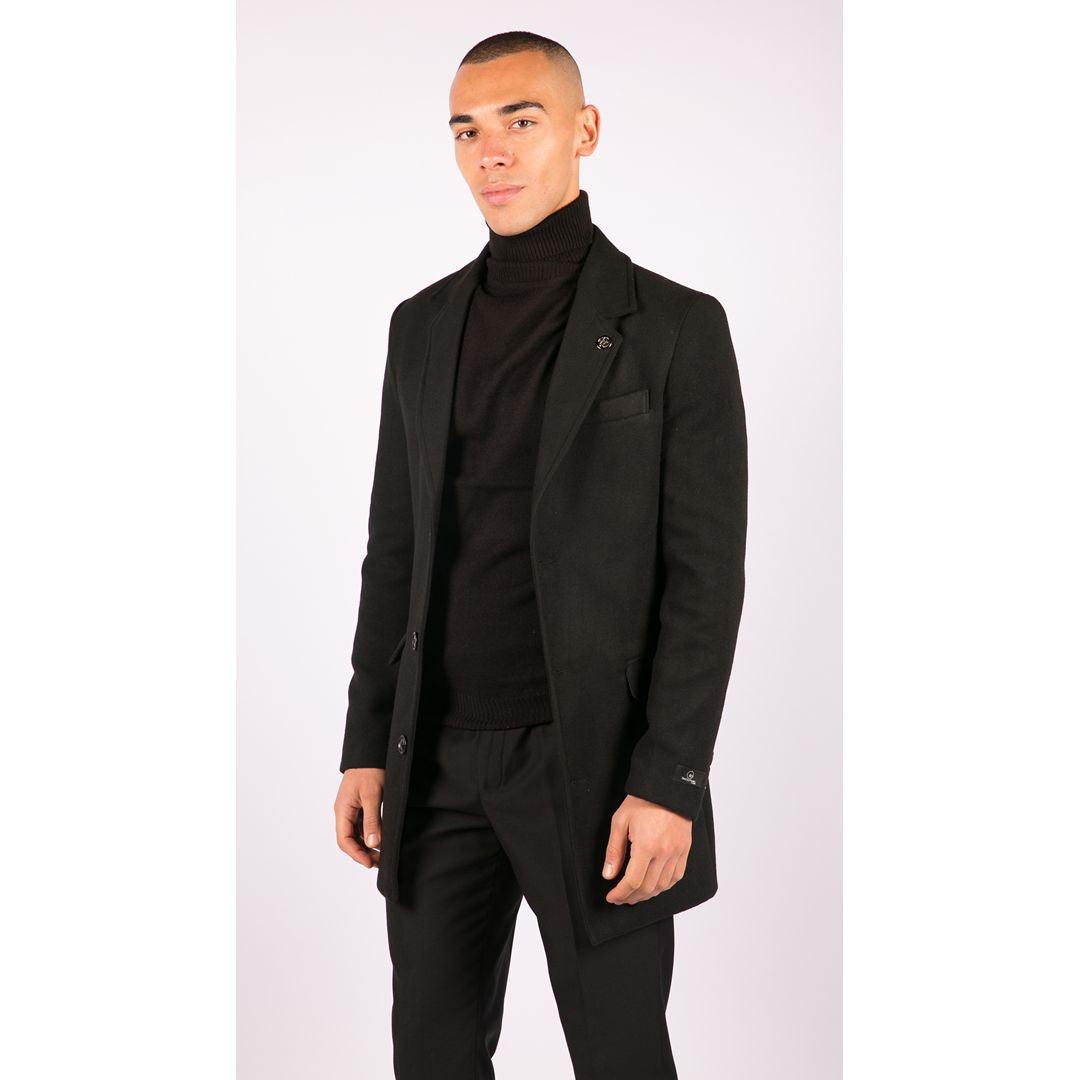 Mens 3/4 Long Overcoat Jacket Wool Feel Coat Blinders Slim Fit - Knighthood Store