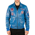 Mens Real Leather Black Bomber Badge Air Force Pilot Flying Jacket - Knighthood Store