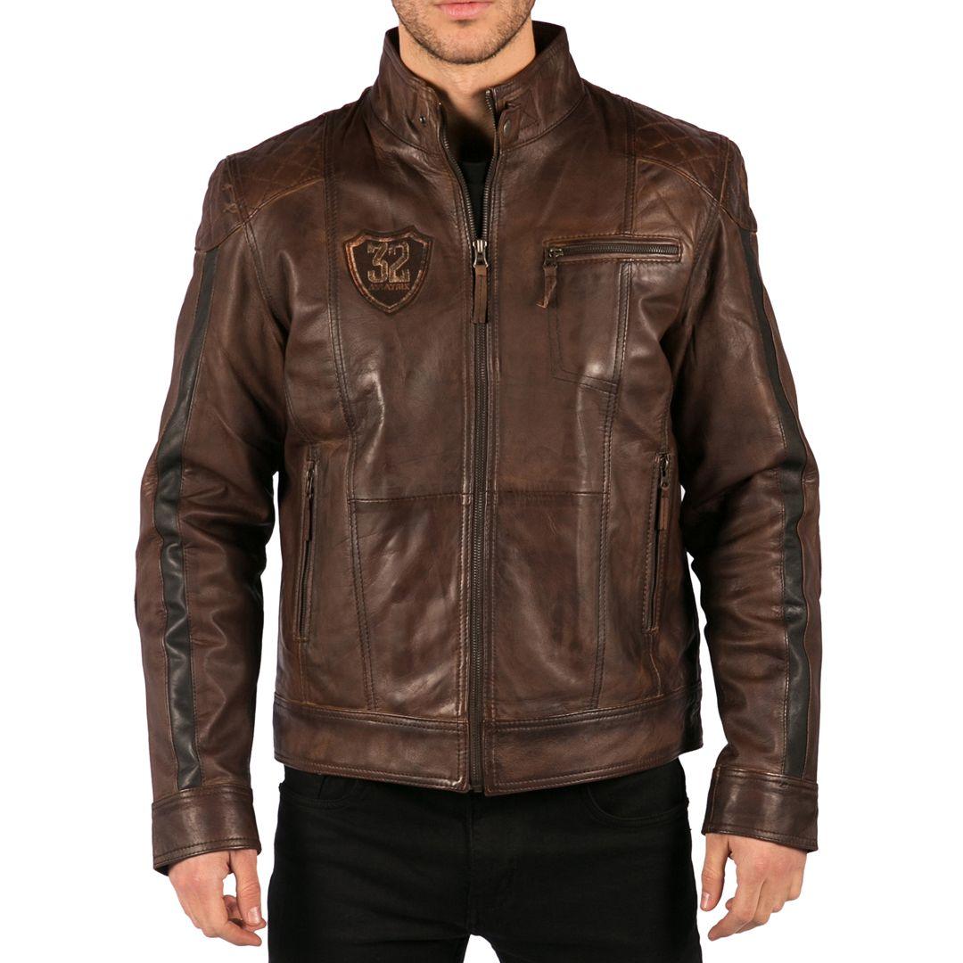 Mens Vintage Antique Brown Biker Style Real Leather Jacket Retro Casual Design - Knighthood Store