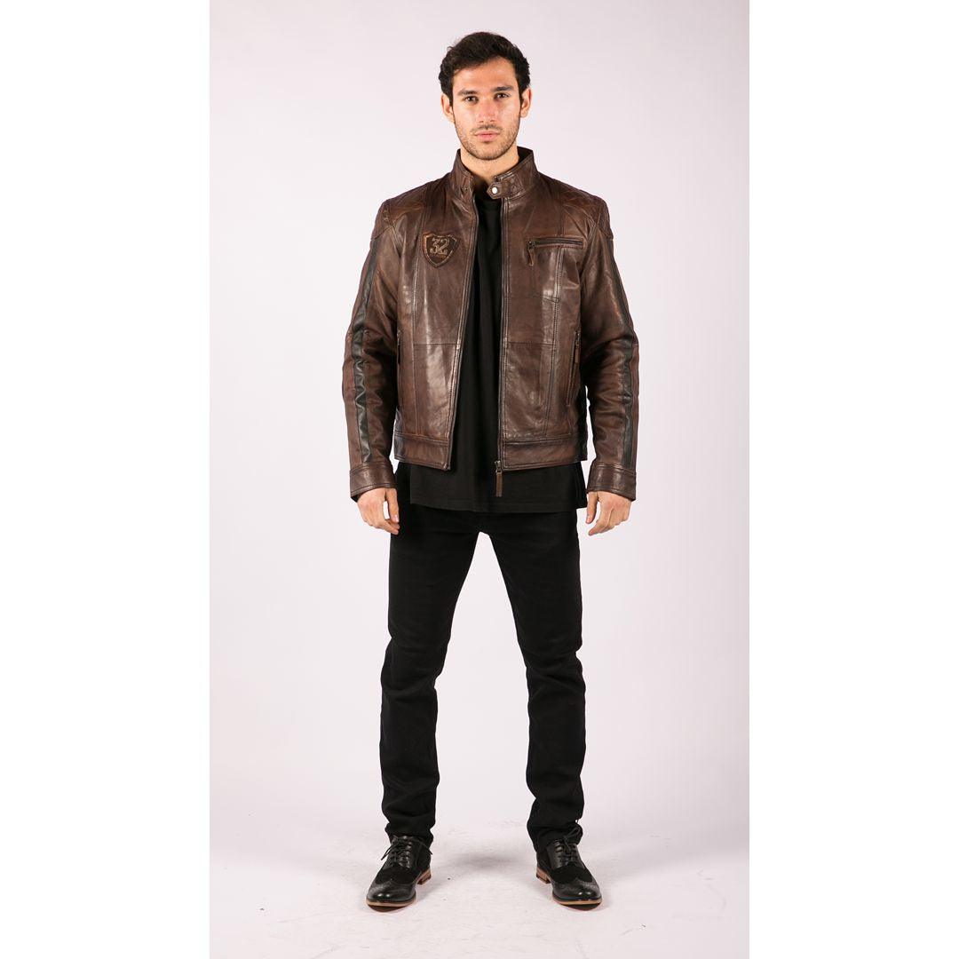 Mens Vintage Antique Brown Biker Style Real Leather Jacket Retro Casual Design - Knighthood Store