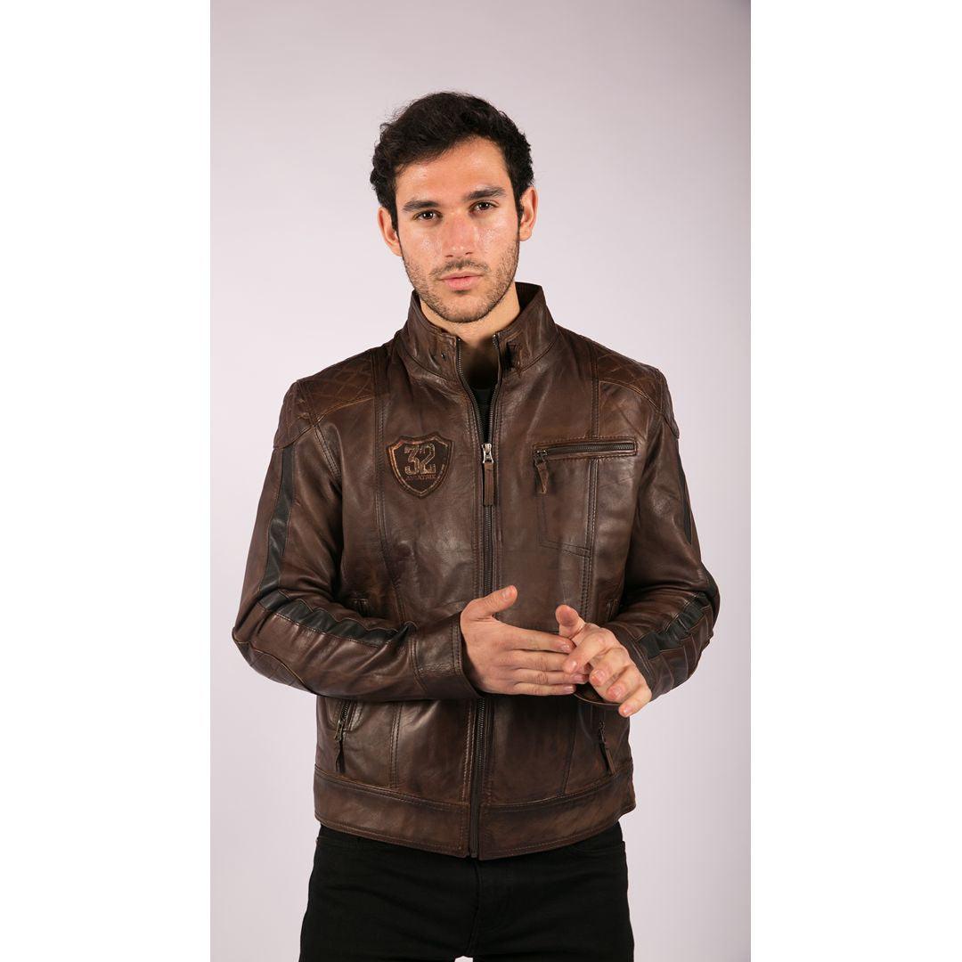 Mens Vintage Antique Brown Biker Style Real Leather Jacket Retro Casual Design - Knighthood Store