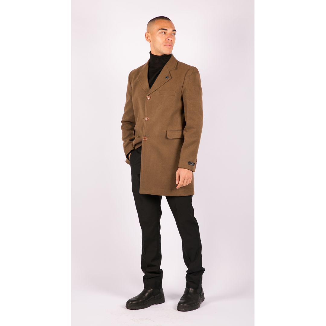 Mens 3 4 Long Overcoat Jacket Wool Feel Coat Blinders Slim Fit