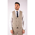 Mens Beige Navy Check Suit Vintage Classic Prince Of Wales Tailored Fit Wedding - Knighthood Store