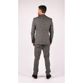 Mens 3 Piece Tailored Fit Suit Check Grey Blue Double Breasted Vintage Wedding - Knighthood Store