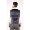 Mens 3 Piece Tailored Fit Suit Check Grey Blue Double Breasted Vintage Wedding - Knighthood Store