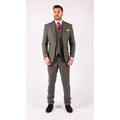 Mens 3 Piece Wool Suit Herringbone Tweed Dark Grey Formal Classic 1920s Wedding - Knighthood Store