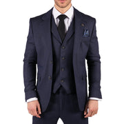 Mens Herringbone Tweed 3 Piece Suit Blue Classic Vintage Tailored Wedding Blinders - Knighthood Store