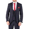 Mens Navy Check 3 Piece Suit Red Edinson Marc Darcy Classic Vintage Wedding - Knighthood Store