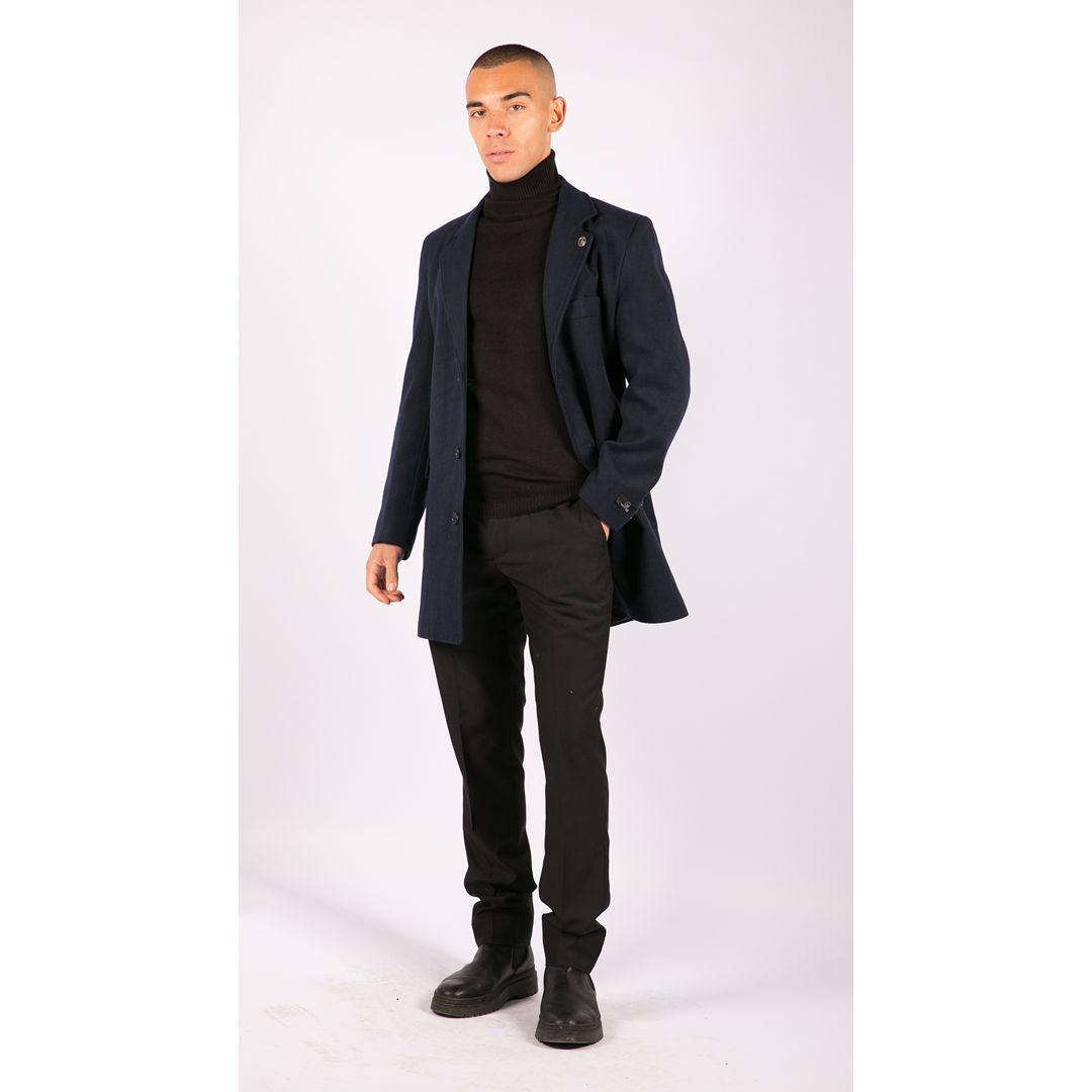 Mens 3/4 Long Overcoat Jacket Wool Feel Coat Blinders Slim Fit - Knighthood Store