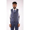 Mens Blue Tweed Check 3 Piece Suit Vintage Retro Classic Tailored Fit 1920's - Knighthood Store