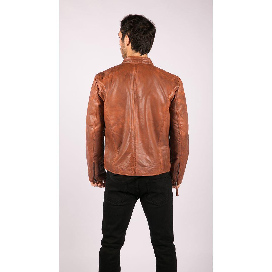 Mens Real Leather Jacket Biker Style Vintage Black Zipped Pockets Casual Fitted - Knighthood Store