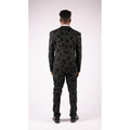 Mens Black 3 Piece Suit Paisley Velvet Wedding Grrom Best Man Tailored Fit - Knighthood Store