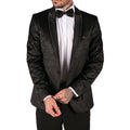 Mens Marc Darcy Velvet Paisley Black Fit Blazer Tuxedo Dinner Jacket Smart Casual - Knighthood Store