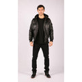 Mens Slim Fit Black Hooded Real Leather Jacket - Knighthood Store