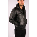 Mens Slim Fit Black Hooded Real Leather Jacket - Knighthood Store