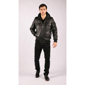 Mens Slim Fit Black Hooded Real Leather Jacket - Knighthood Store