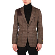 Mens Wool Tweed Shooting Jacket Check Hunting Herringbone Blazer Oak Elbow Patch - Knighthood Store