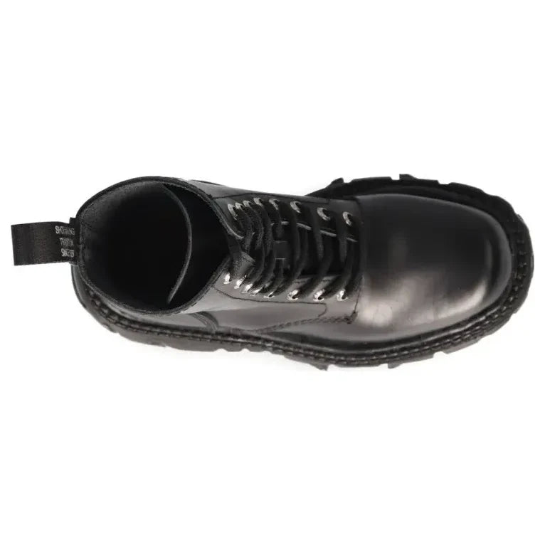 New Rock M-MILI084N-S5 Unisex Black Leather Platform Boots