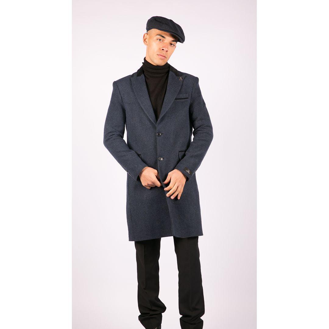 Mens 3/4 Long Overcoat Jacket Herringbone Tweed Coat Peaky Blinders Fit - Knighthood Store