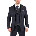 Mens Tweed 3 Piece Suit Blue Check Vintage 1920s Gatsby Blinders Tailored Fit - Knighthood Store