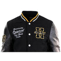 Mens Baseball Varsity Letterman College Fleece Jacket Badge PU Leather Sleeves - Knighthood Store