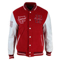 Mens Baseball Varsity Letterman College Fleece Jacket Badge PU Leather Sleeves - Knighthood Store