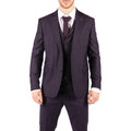 Mens 3 Piece Suit Plum Tailored Fit Smart Formal 1920s Classic Vintage Gatsby - Knighthood Store