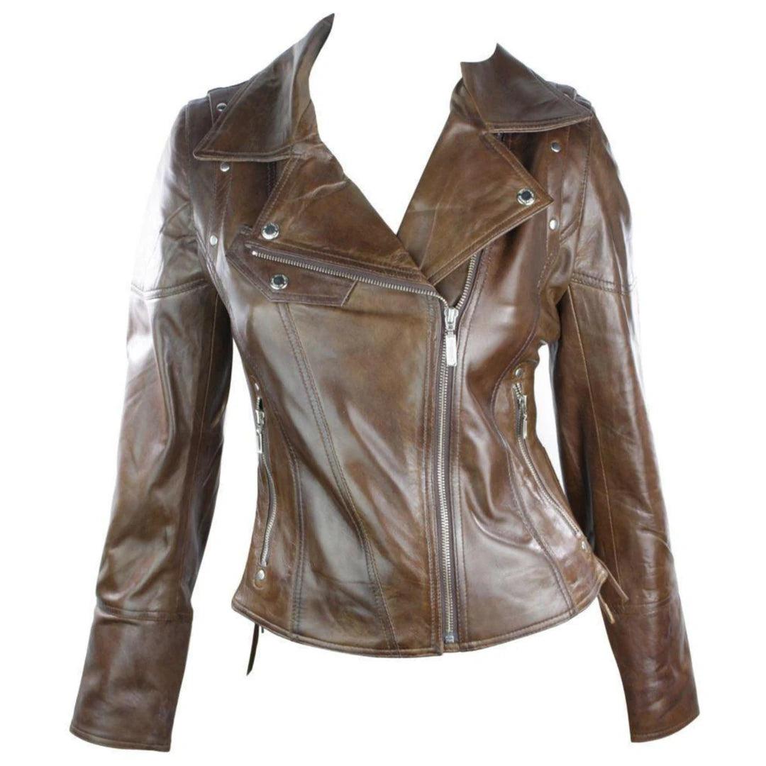 Leather 100% Jacket Biker Style Vintage Red Soft Leather - Knighthood Store