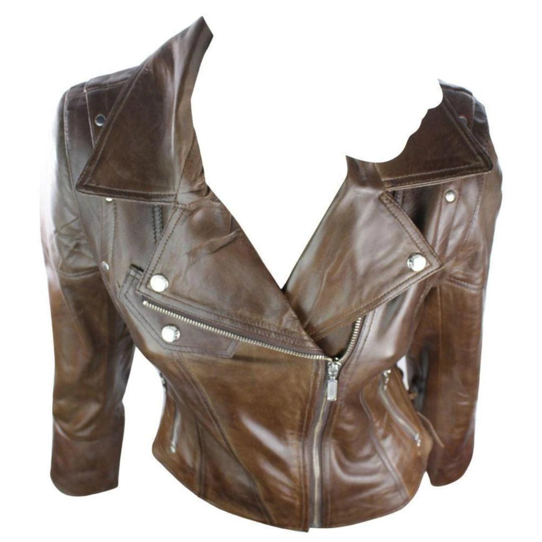 Leather 100% Jacket Biker Style Vintage Red Soft Leather - Knighthood Store