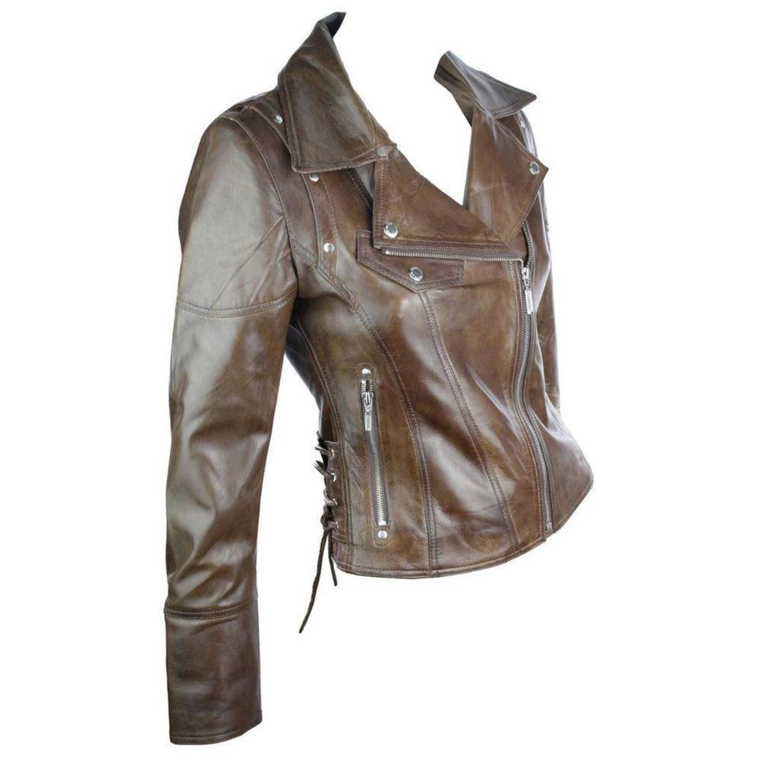 Leather 100% Jacket Biker Style Vintage Red Soft Leather - Knighthood Store