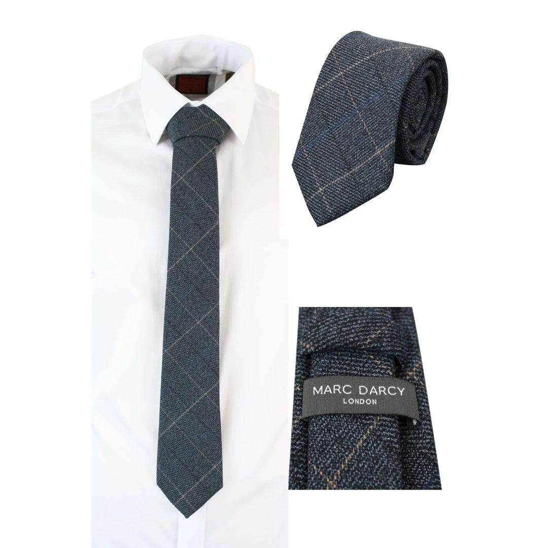 Mens Tweed Herringbone Textured Velvet Marc Darcy Ties Classic Vintage Retro - Knighthood Store