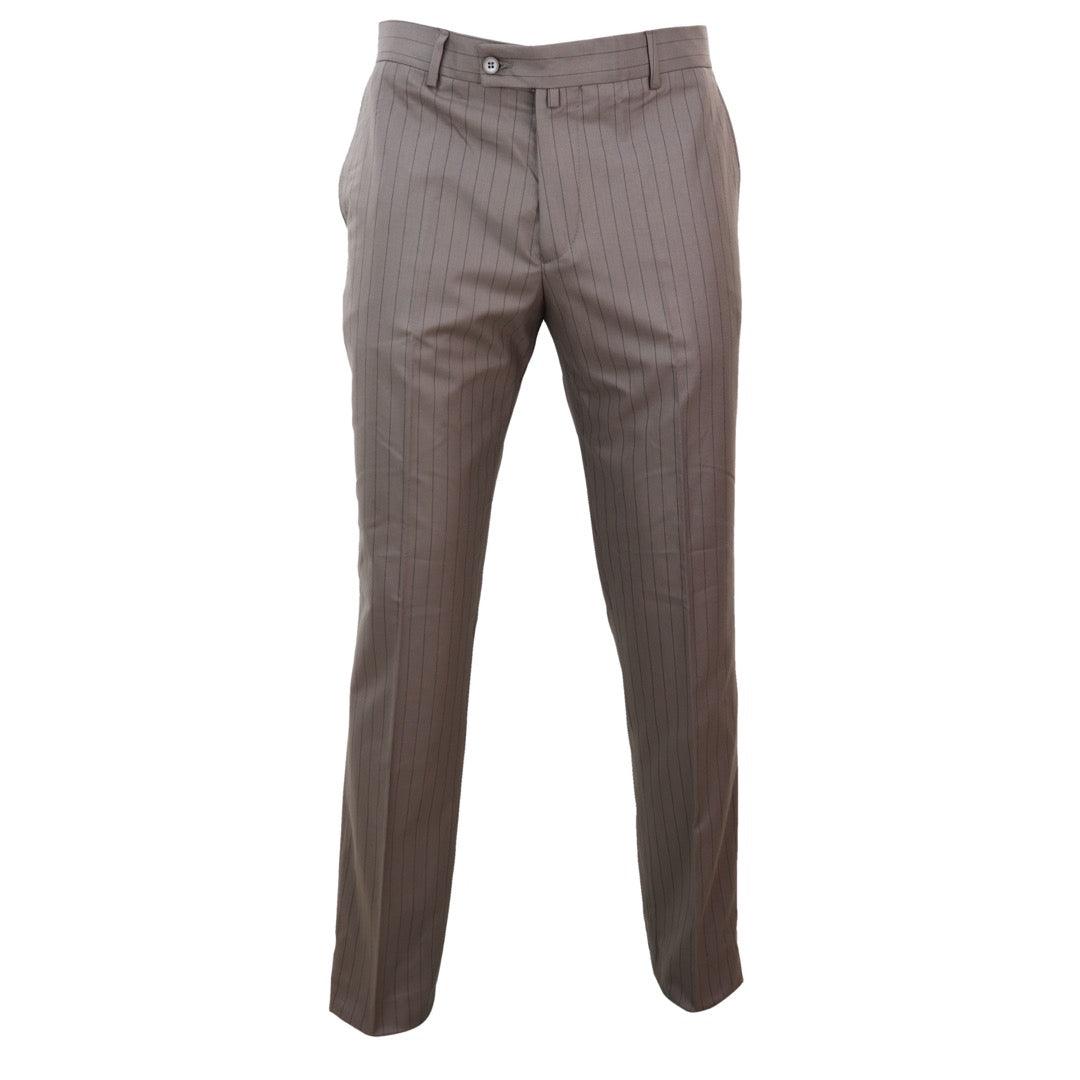 Mens Vintage Trousers Pinstripe Tweed Regular Smart Casual Classic 1920s - Knighthood Store