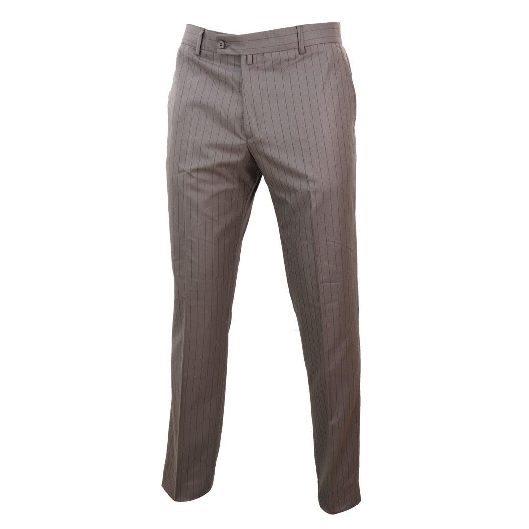 Mens Vintage Trousers Pinstripe Tweed Regular Smart Casual Classic 1920s - Knighthood Store